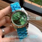Rolex Day-Date Green Dial Stainless Steel Copy Men's Watch